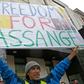 Around 50 gathered outside the court, chanting "free Julian Assange"