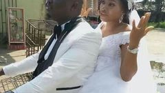 Newly weds spotted on a motorbike