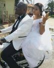 Newly weds spotted on a motorbike