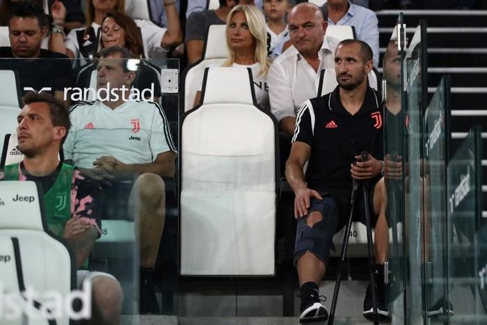 Giorgio Chiellini watched from the stands as Juventus beat Napoli, 4-3, on Sunday