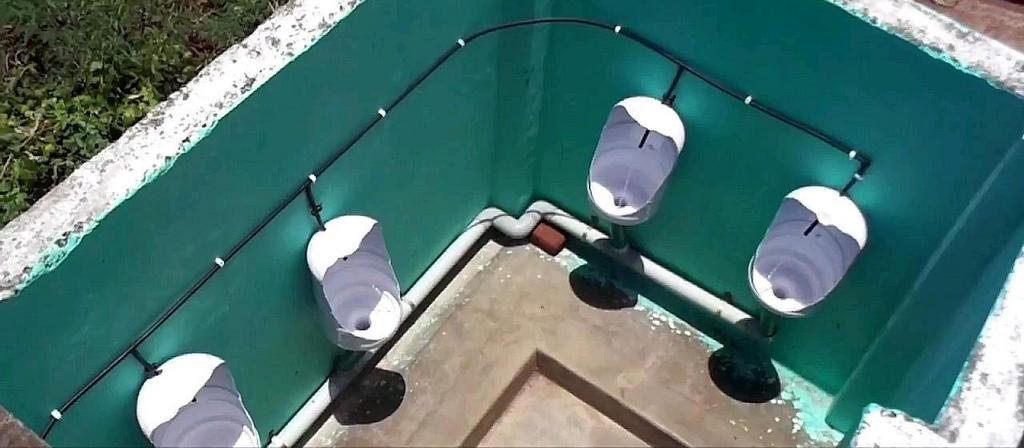 The pupils constructed the urinals using plastic