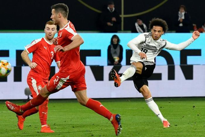 Leroy Sane suffered relentless racist abuse from a trio of fans as Germany drew with Serbia