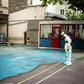One school courtyard was sprayed with a lead-absorbing gel after tests on lead levels