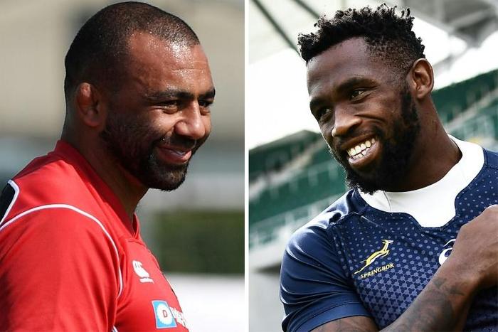 Michael Leitch (L) will lead Japan against Siya Kolisi's South Africa