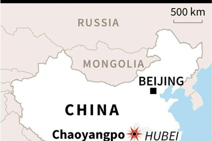 Map locating Chaoyangpo Village in China's Hubei province where eight schoolchildren were killed on Tuesday.