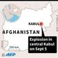 Map of Afghanistan locating Kabul, where a loud explosion was heard on Thursday.