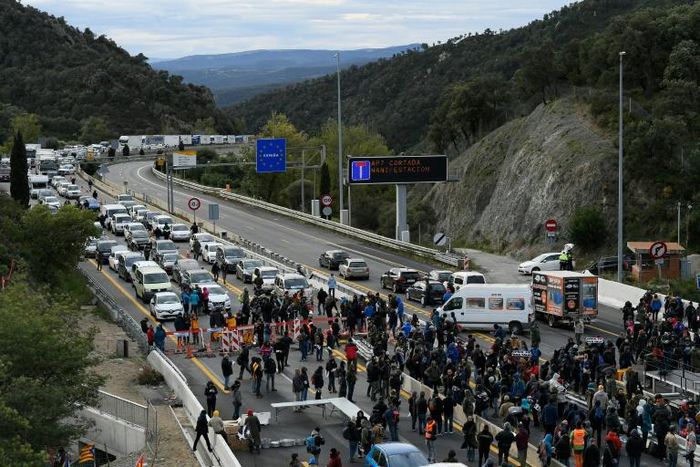 Protesters blocked the AP7 highway
