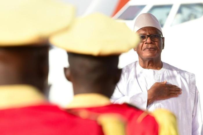 Malian President Ibrahim Boubacar Keita arrives at the Ouagadougou airport on March 1, 2019