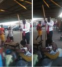 Titus Glover pounding fufu