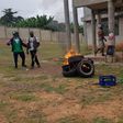 NDC youth lock up party office and burn tyres