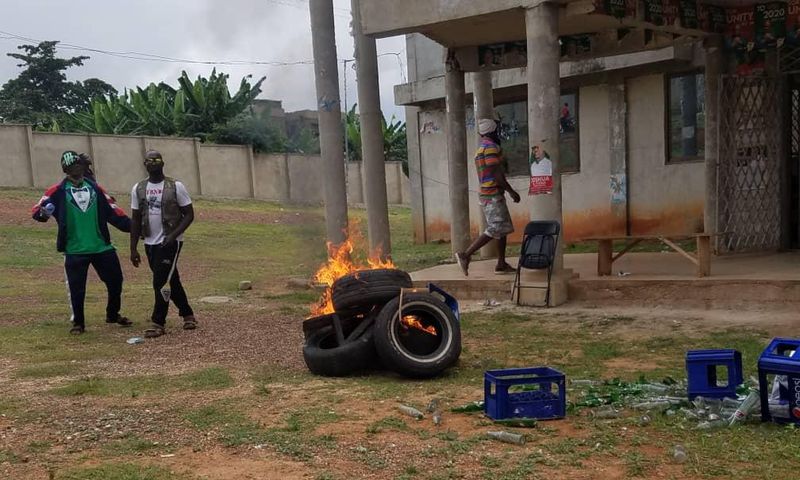 NDC youth lock up party office and burn tyres