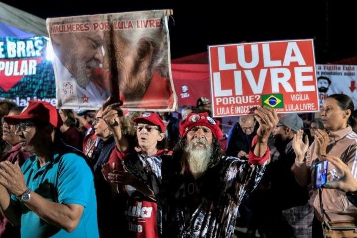 Supporters of Brazil's ex-President Luiz Inacio Lula da Silva, shown here on August 7, 2019, are keen to see if he will be freed