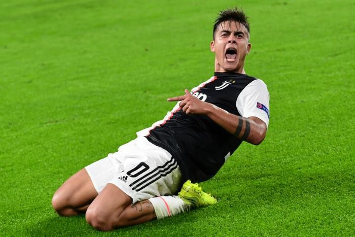 Argentine forward Paulo Dybala celebrated his second goal in two minutes for Juventus