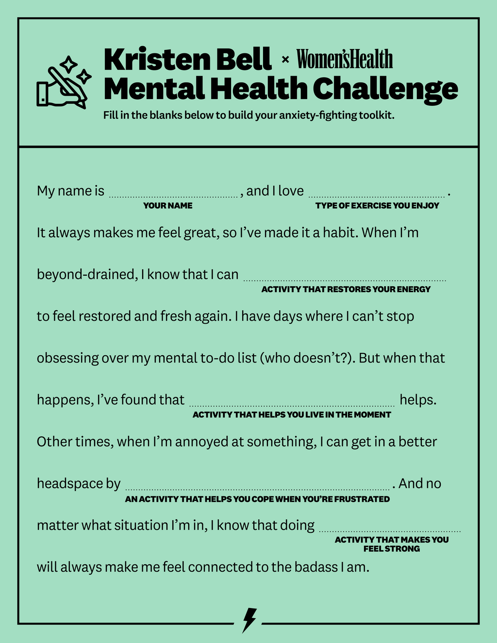 The Kristen Bell x WH Mental Health Challenge