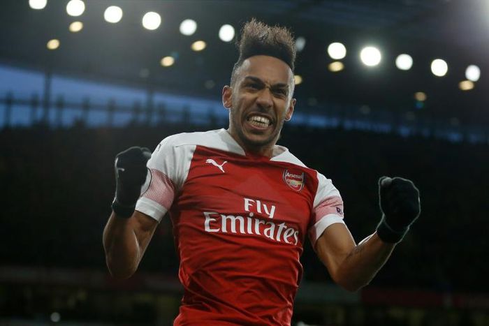 Star striker Pierre-Emerick Aubameyang, who hopes to lead Gabon to the 2019 Africa Cup of Nations finals this weekend, celebrates scoring for Arsenal