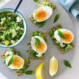 smashed pea avocado feta and egg crispbreads