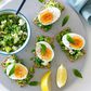smashed pea avocado feta and egg crispbreads