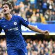 Chelsea defender Marcos Alonso celebrates his goal against Newcastle