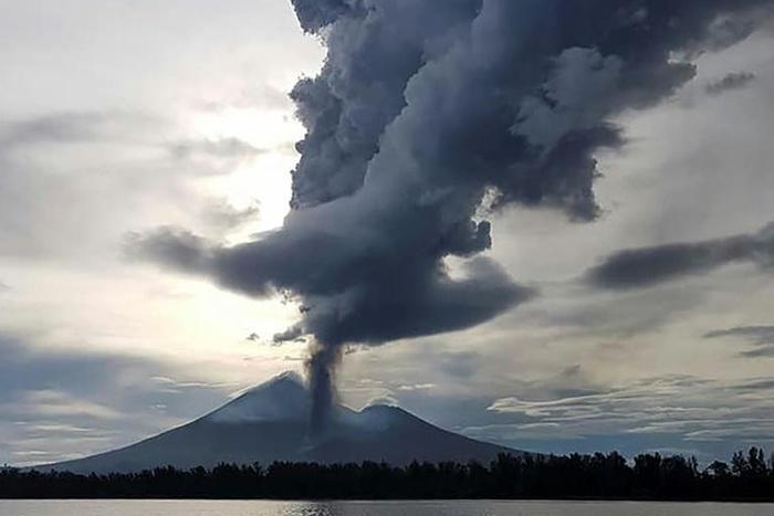 A photo by local resident Christopher Lagisa shows an ash cloud erupting from Papua New Guinea's Mount Ulawun volcano