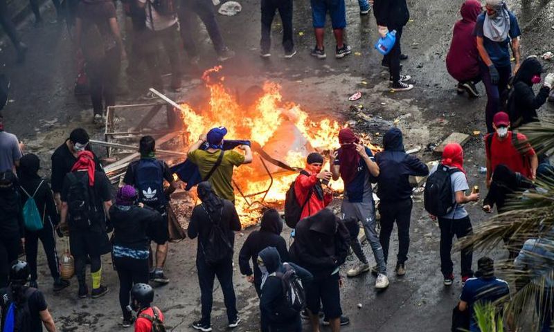 Protests rage again against Chilean President Sebastian Pinera's government in Santiago on November 8, 2019