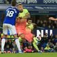 Algeria midfielder Riyad Mahrez (C) bends a free-kick to give Manchester City a 2-1 lead at Everton