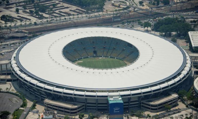 An aerial view of Rio de Janeiro's Maracana stadium -- taken in 2016 -- which has been chosen to host the 2020 Copa Libertadores final