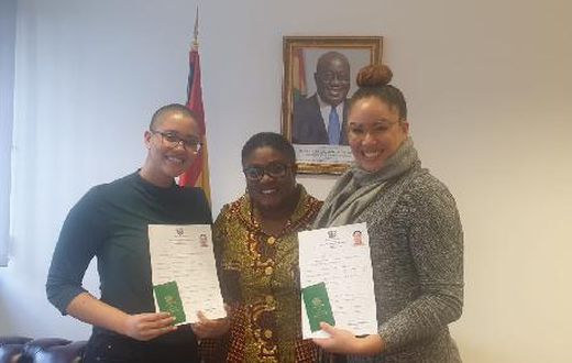 Michaela and Julia Tomfeah with Ambassador Gina Blay
