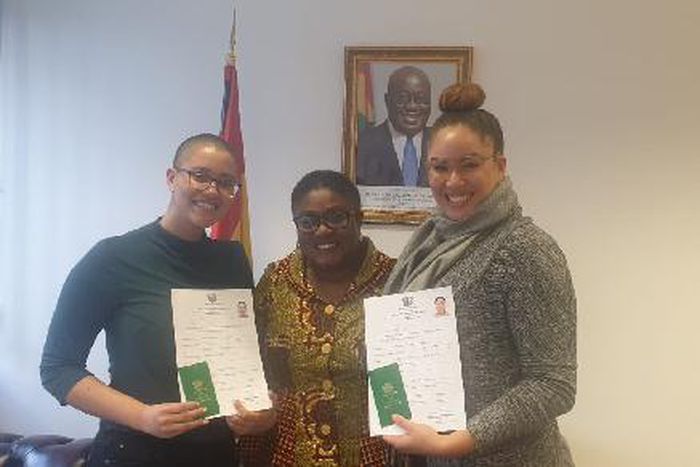 Michaela and Julia Tomfeah with Ambassador Gina Blay