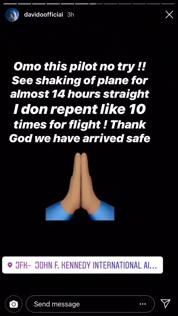Nigerian artiste Davido escapes air mishap