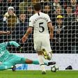 Serge Gnabry (L) beats Hugo Lloris in the Tottenham goal to complete his hat-trick - he scored four overall as Bayern Munich romped to a 7-2 win in north London