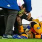 A medic tends to Napoli's Colombian goalkeeper David Ospina who lost consciousness after sustaining a head injury