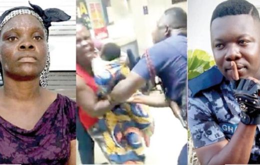 Ms Osafo [L] being assaulted by Skalla [R] as captured in the viral video
