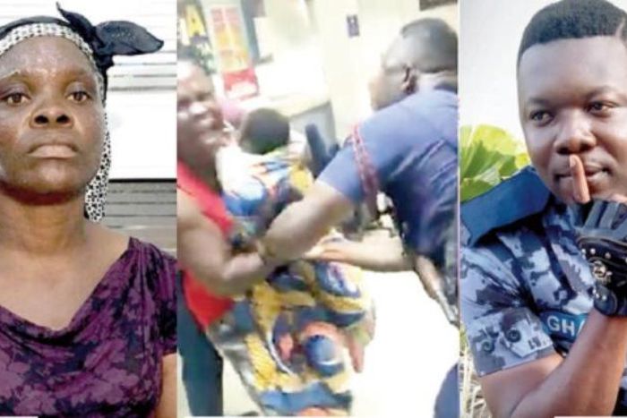 Ms Osafo [L] being assaulted by Skalla [R] as captured in the viral video