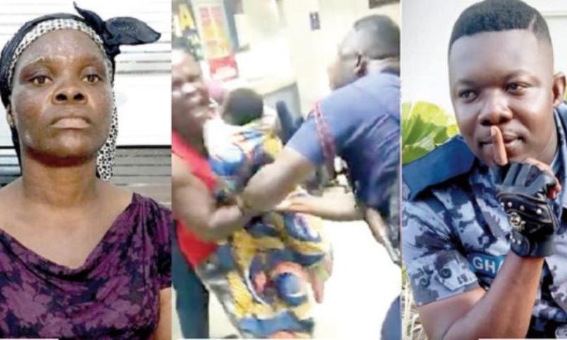 Ms Osafo [L] being assaulted by Skalla [R] as captured in the viral video