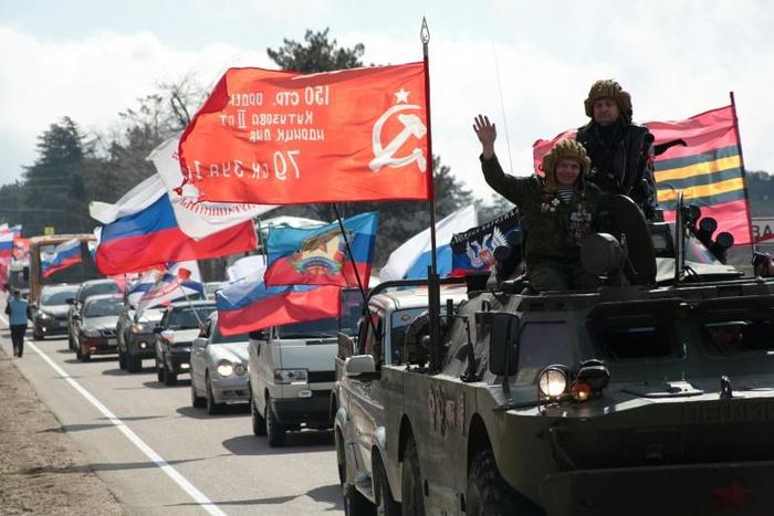 Crimeans paraded in their cars on Saturday in Sevastopol to mark the anniversary