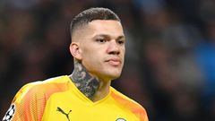 Big miss: Manchester City will be without the injured Ederson for Sunday's visit to Liverpool