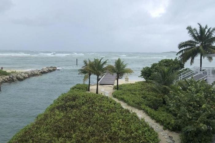 A view of the waves near the beach during the approach of Hurricane Dorian on September 1, 2019 in Nassau, Bahamas