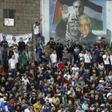 Spectators watch a match between Palestinian team Hilal al-Quds and Morocco's Raja Casablanca -- the first Moroccan football team to play in the occupied Palestinian territories on October 3, 2019