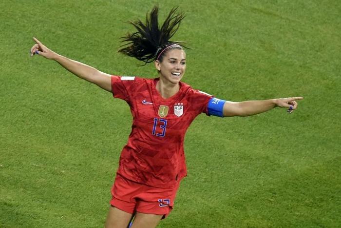 US forward Alex Morgan, seen here celebrating her World Cup semi-final goal against England, is out for the rest of the 2019 season