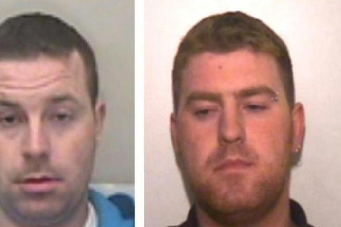 A handout photo made available by Essex Police in London on October 29, 2019, shows Christopher Hughes (L) and his brother Ronan Hughes, who are being sought in connection with the discovery of the 39 Vietnamese bodies found in a truck in Grays on Octo...