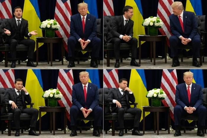 US President Donald Trump is accused of pressuring Ukrainian President Volodymyr Zelensky -- both are pictured here at the 2019 UN General Assembly -- to investigate a political opponent of the US leader