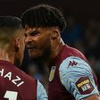 Aston Villa's Anwar El Ghazi remonstrates with team-mate Tyrone Mings