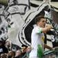 Moenchengladbach's double hero Patrick Herrmann celebrates with fans