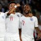 Talented trio: Harry Kane (left), Jadon Sancho (centre) and Raheem Sterling (right) have scored 14 goals in four Euro 2020 qualifiers