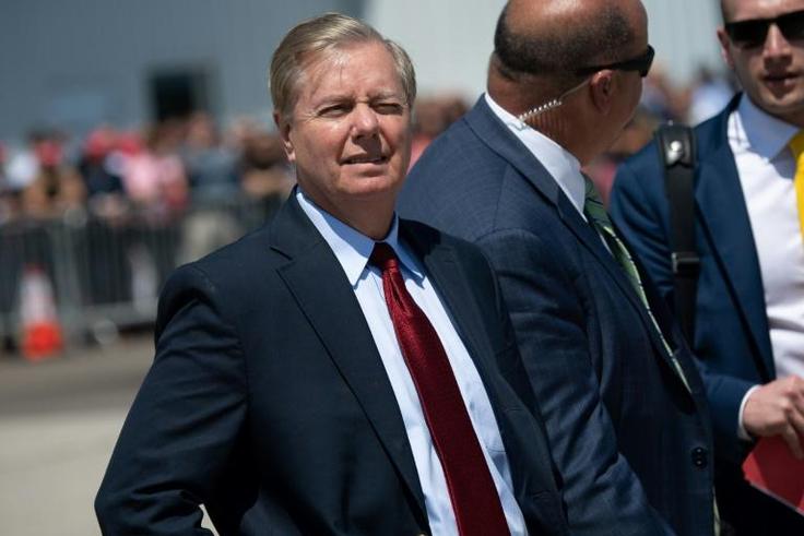US Senator Lindsey Graham, seen here in August 2019, has sharply criticized President Donald Trump on Syria