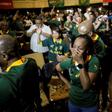 South Africans celebrate in Johannesburg after the Springboks won the Rugby World Cup - rugby has grown in popularity among the black population who traditionally prefer football