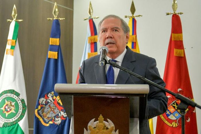 Colombian Defence Minister Guillermo Botero, pictured in September 2019, announced his resignation after meeting with the country's president