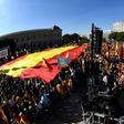 During the rally, activists unfurled an enormous Spanish flag, reportedly measuring 50 metres by 20 metres