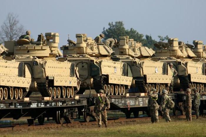 US military hardware arrives in Lithuania in 'message to Russia'
