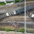 Three carriages left the tracks and were zigzagged across the rails near Hung Hom station in Kowloon